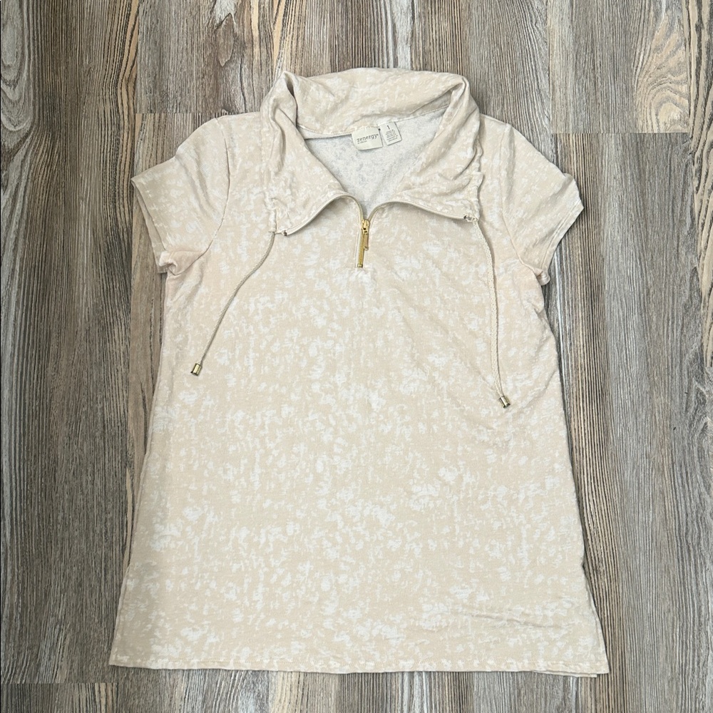 Zenergy by Chicos Cream Short Sleeve Women's Top